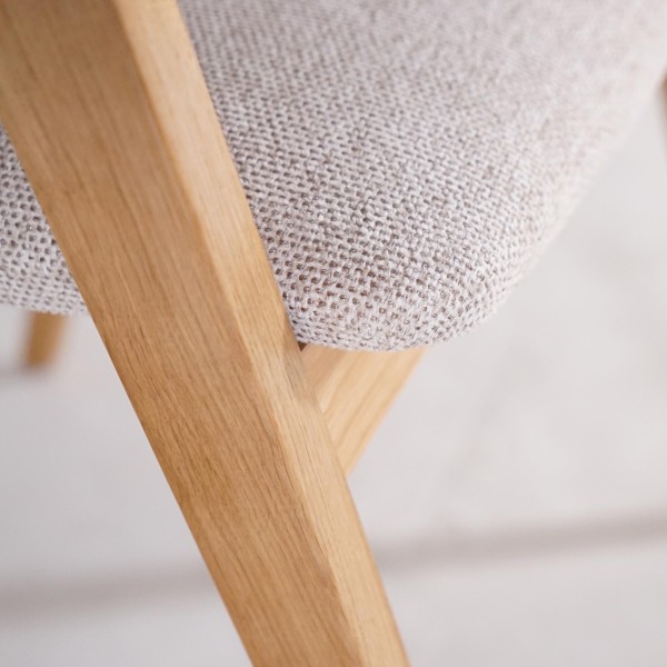 Chaise de salle à manger avec dossier en cannage et tissu beige - Seren