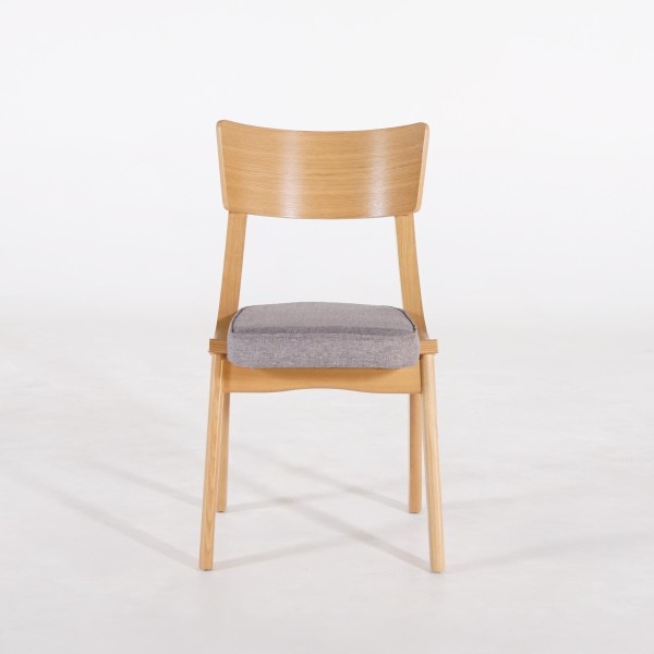 Chaise de salle à manger en hêtre naturel et tissu gris - Svea