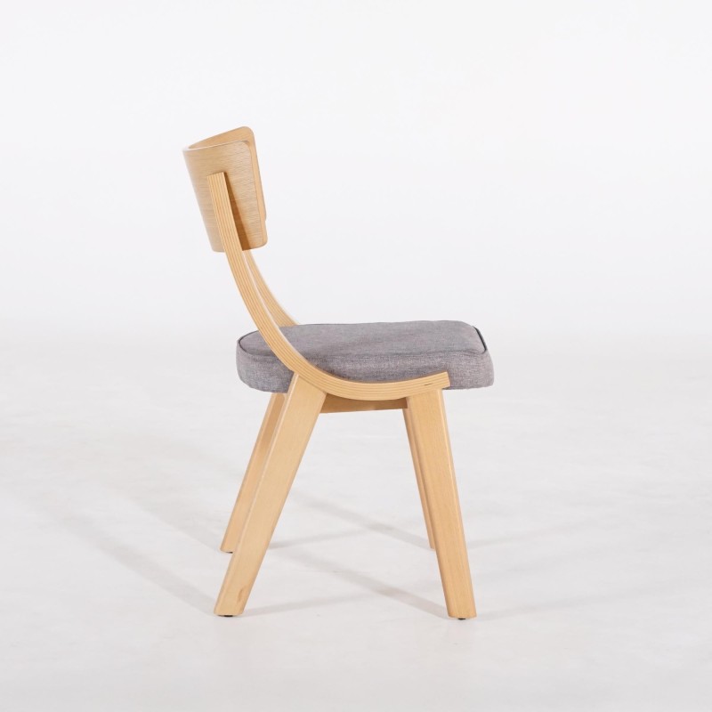 Chaise de salle à manger en hêtre naturel et tissu gris - Svea
