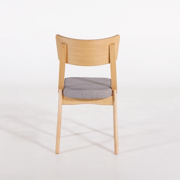 Chaise de salle à manger en hêtre naturel et tissu gris - Svea