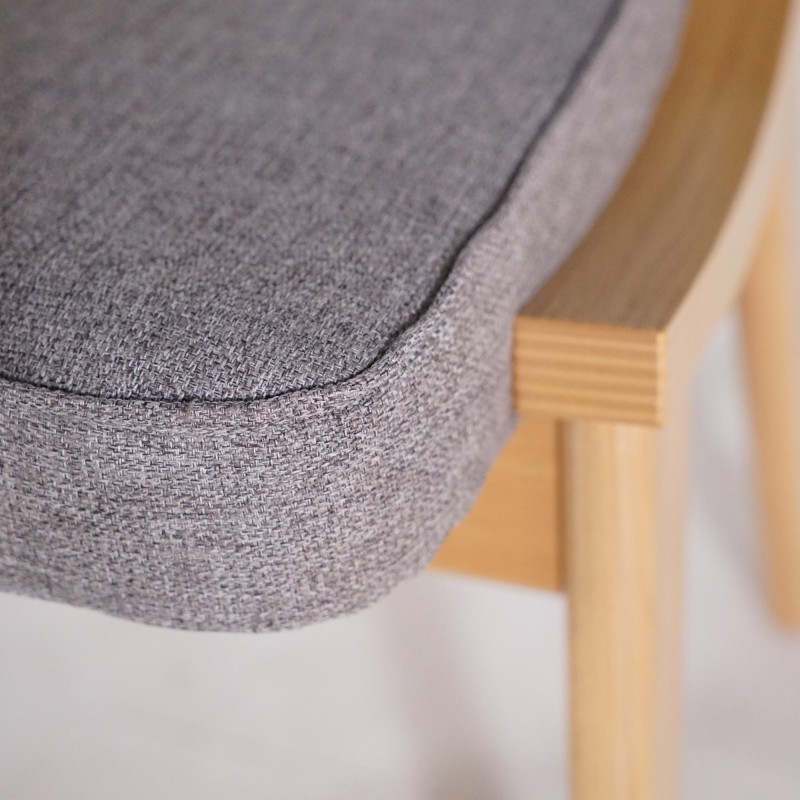 Chaise de salle à manger en hêtre naturel et tissu gris - Svea