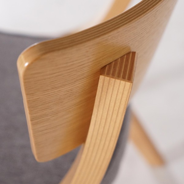 Chaise de salle à manger en hêtre naturel et tissu gris - Svea