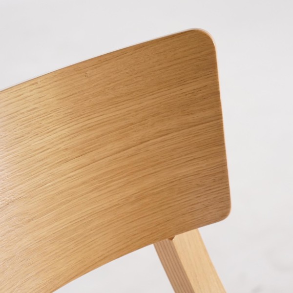 Chaise de salle à manger en hêtre naturel et tissu gris - Svea