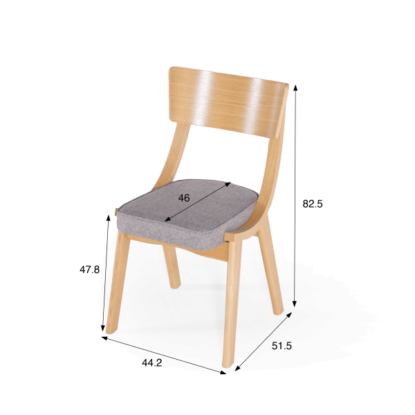 Chaise de salle à manger en hêtre naturel et tissu gris - Svea