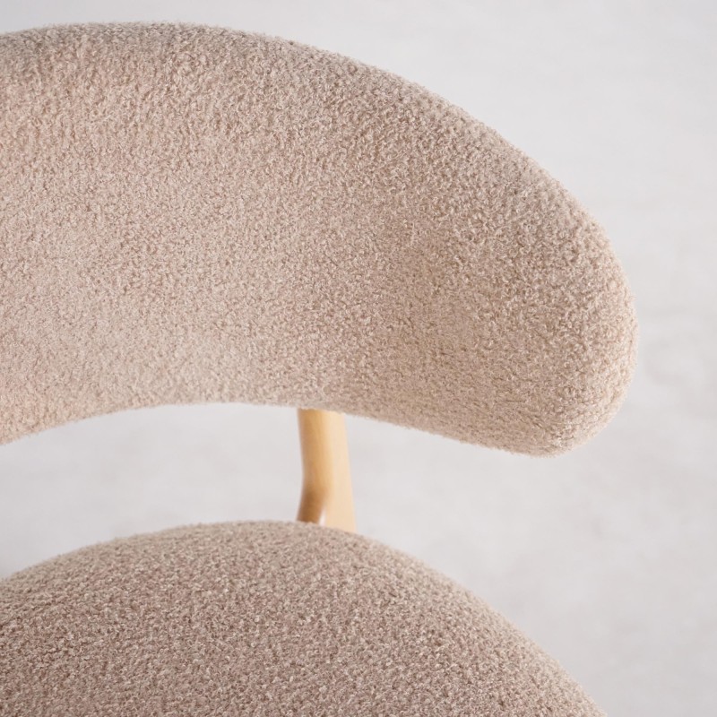 Chaise en bois massif de hêtre et tissu beige - Lunna