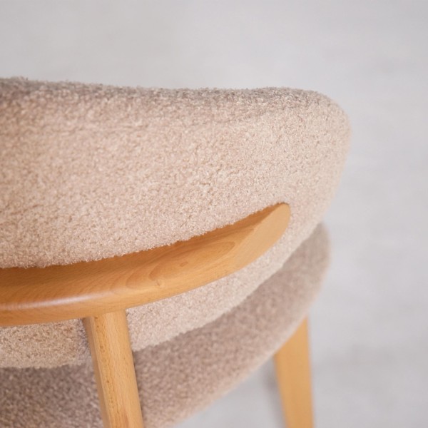 Chaise en bois massif de hêtre et tissu beige - Lunna