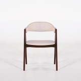 Chaise en bois de hêtre finition noyer et tissu bouclé beige - Lykke