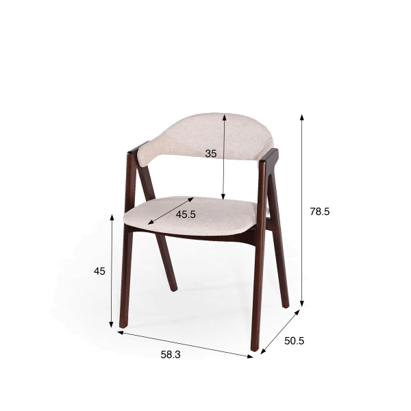 Chaise en bois de hêtre finition noyer et tissu bouclé beige - Lykke