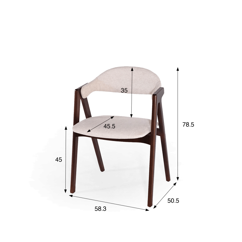 Chaise en bois de hêtre finition noyer et tissu bouclé beige - Lykke
