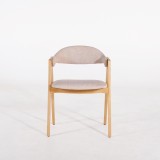 Chaise en bois naturel et tissu bouclé beige - Lykke