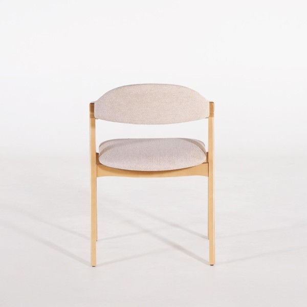 Chaise en bois naturel et tissu bouclé beige - Lykke