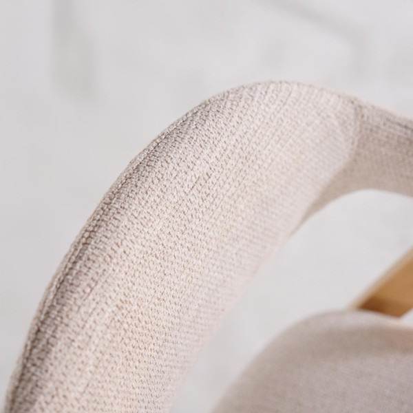 Chaise en bois naturel et tissu bouclé beige - Lykke