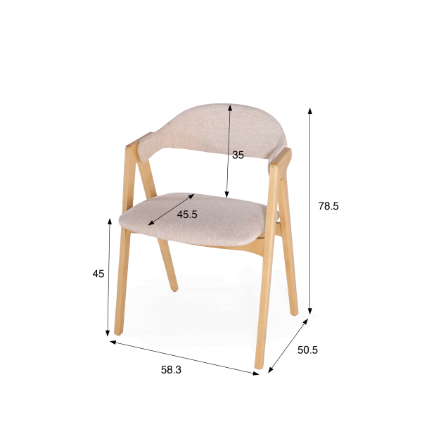 Chaise en bois naturel et tissu bouclé beige - Lykke