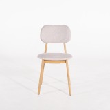 Chaise en bois massif de chêne et tissu beige - Skaga