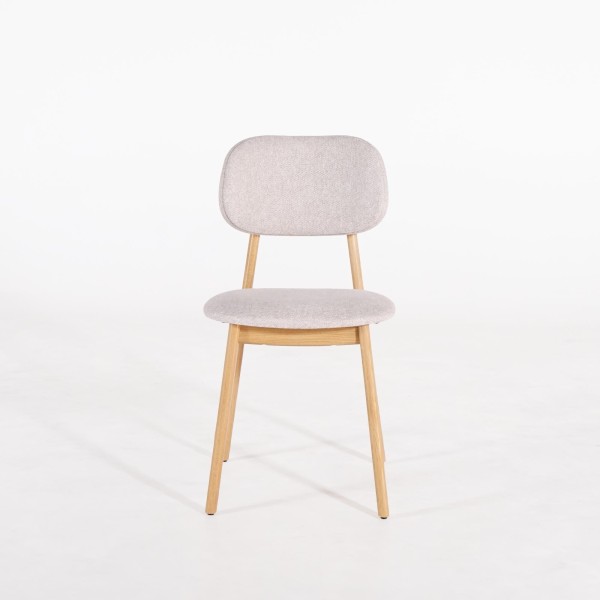 Chaise en bois massif de chêne et tissu beige - Skaga