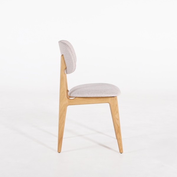 Chaise en bois massif de chêne et tissu beige - Skaga