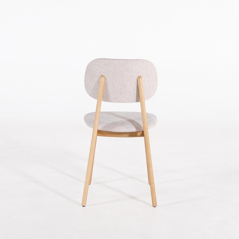 Chaise en bois massif de chêne et tissu beige - Skaga
