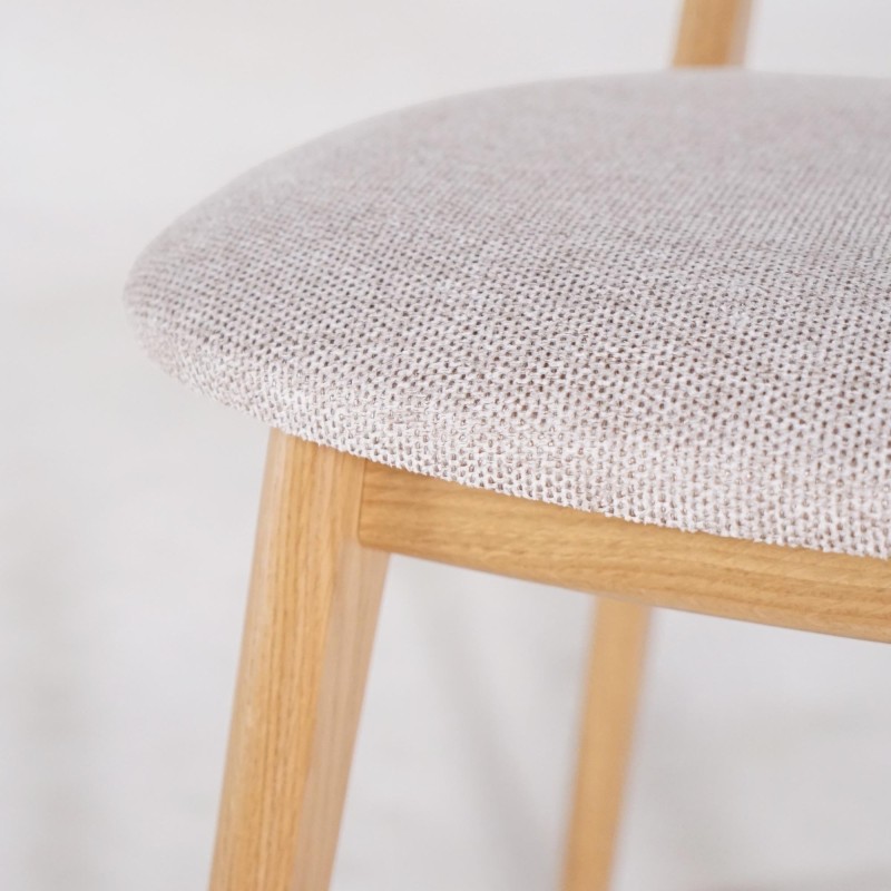 Chaise en bois massif de chêne et tissu beige - Skaga
