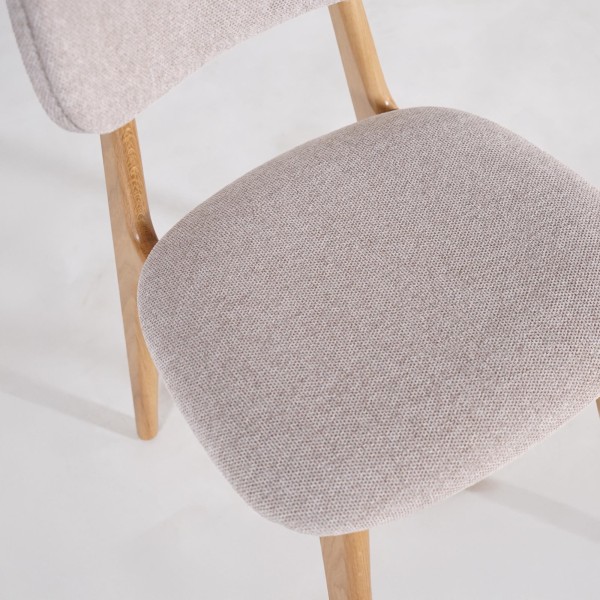 Chaise en bois massif de chêne et tissu beige - Skaga