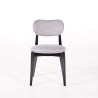 Chaise de salle à manger en bois massif finition noir et tissu gris - Svala