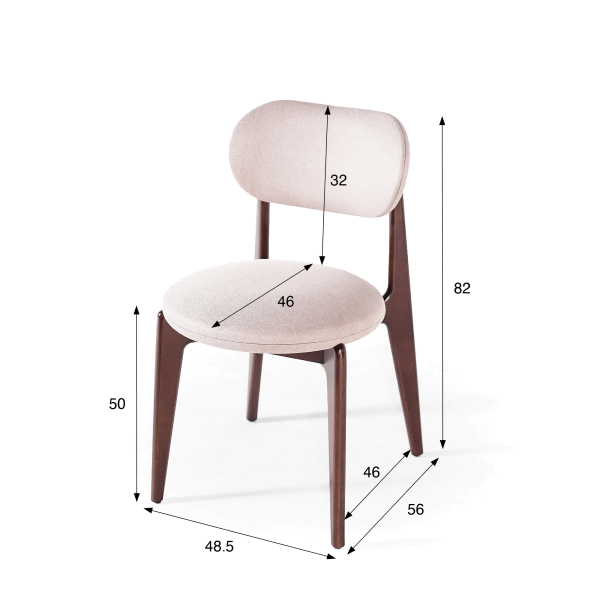 Chaise de salle à manger en bois massif finition noyer et tissu beige - Svala