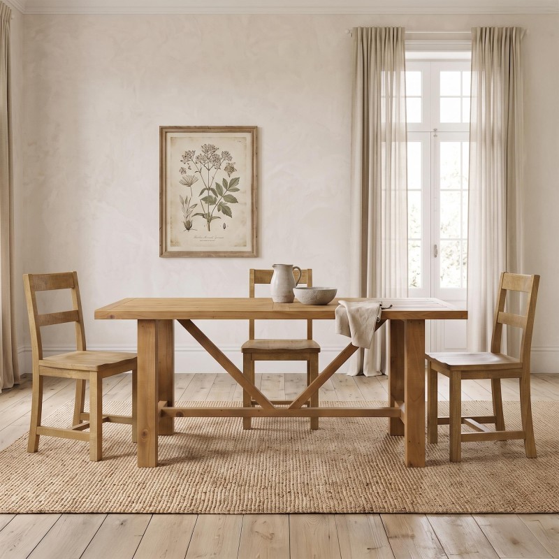 Table à manger en bois massif naturel de pin 180 cm - Richwood
