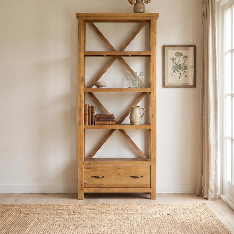 Etagère bibliothèque en bois massif naturel de pin - Richwood