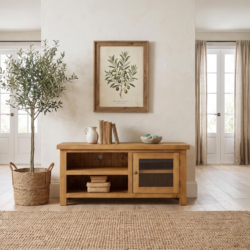 Meuble TV en bois massif naturel de pin 120 cm - Richwood