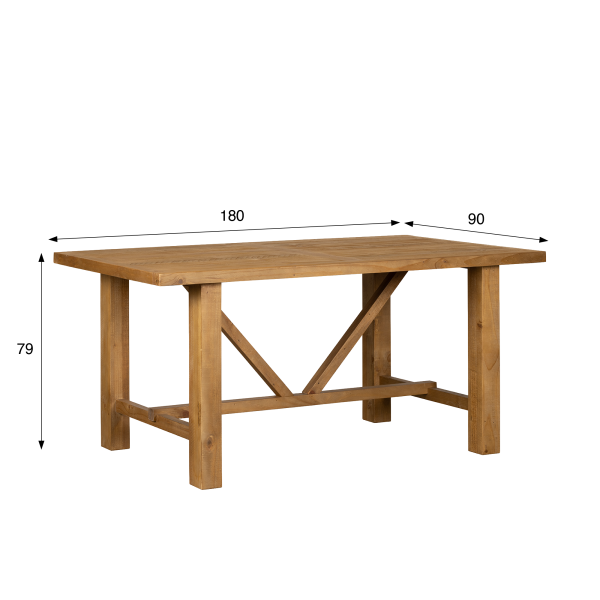 Table à manger en bois massif naturel de pin 180 cm - Richwood