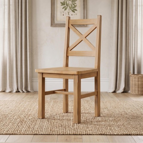 Chaise de salle à manger en bois massif naturel - Ashford