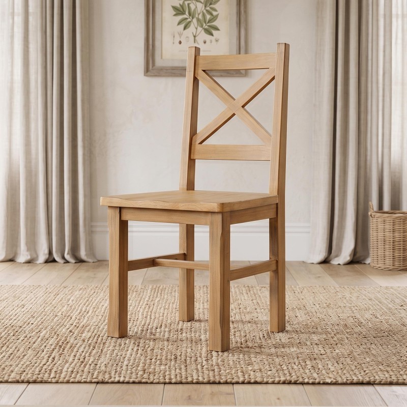 Chaise de salle à manger en bois massif naturel - Ashford