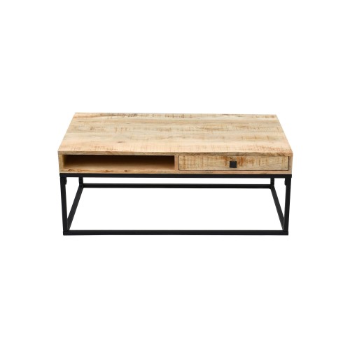 Table basse en bois massif de manguier et structure en métal