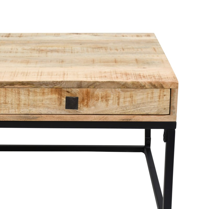 Table basse en bois massif de manguier et structure en métal
