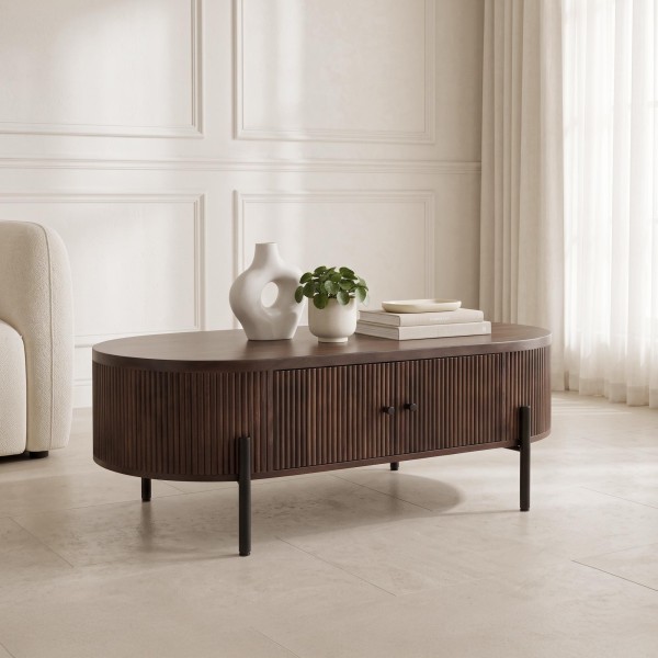 Table basse moderne en bois massif marron - Sohana