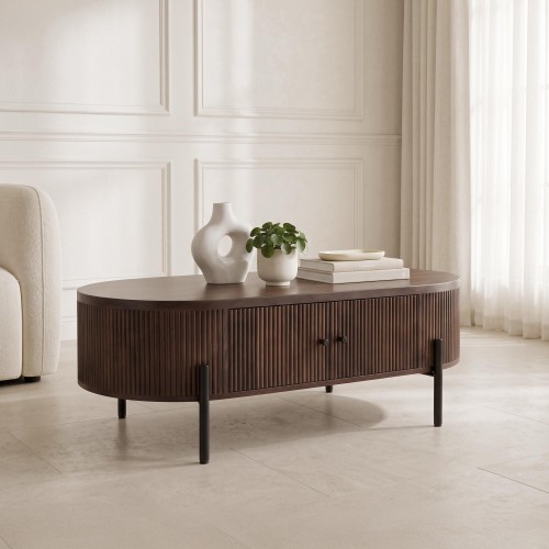 Table basse moderne en bois massif marron - Sohana