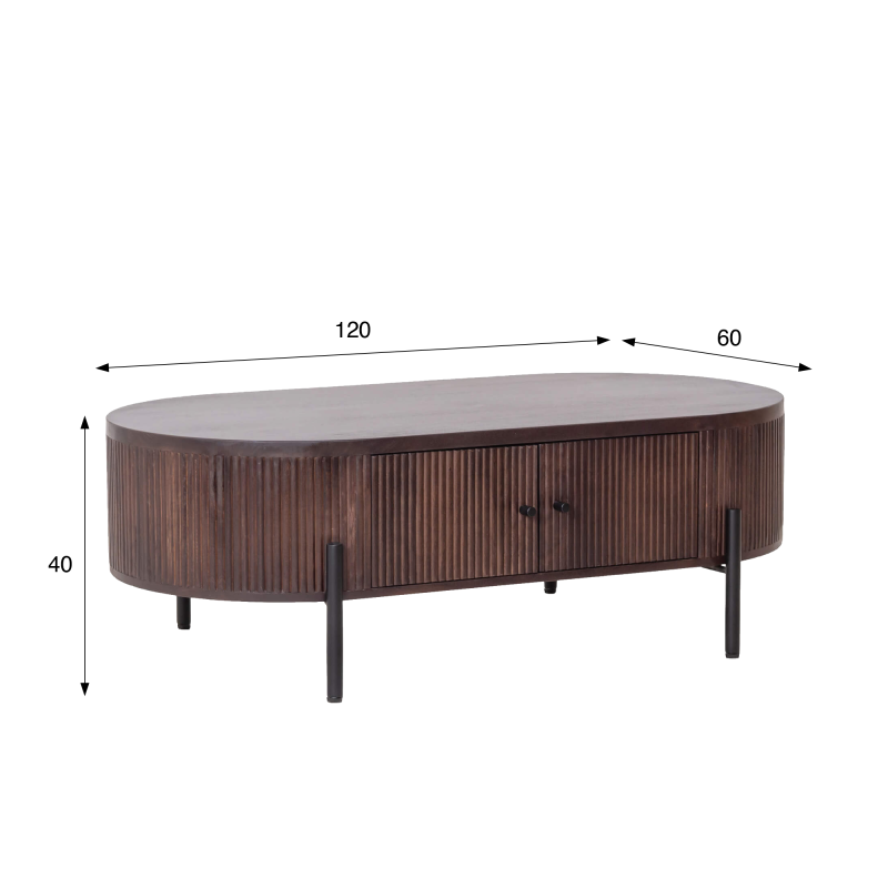 Table basse moderne en bois massif marron - Sohana