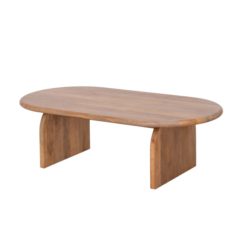 Table basse ovale et design en bois massif 140 cm - Enoa