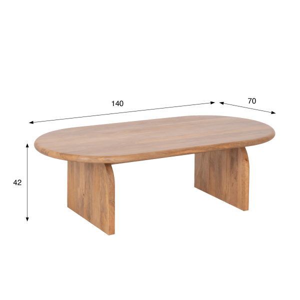 Table basse ovale et design en bois massif 140 cm - Enoa