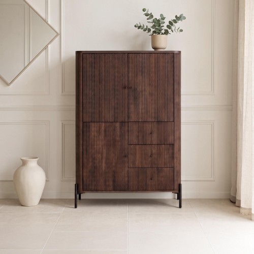 Armoire moderne en bois massif marron - Sohana