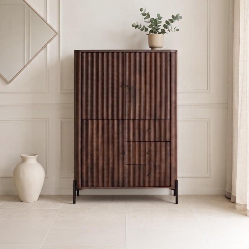 Armoire moderne en bois massif marron - Sohana