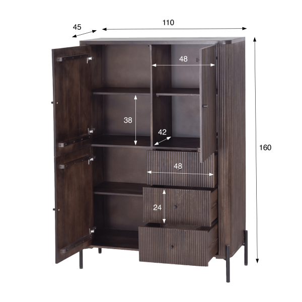 Armoire moderne en bois massif marron - Sohana