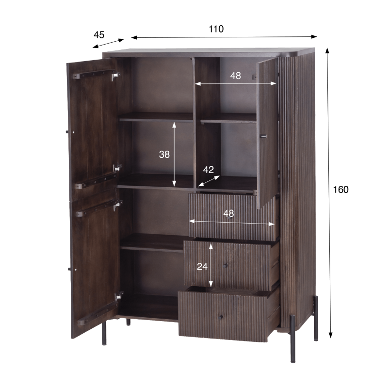 Armoire moderne en bois massif marron - Sohana