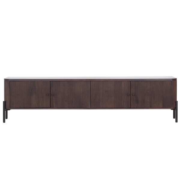 Meuble TV moderne en bois massif 200 cm (suspendu ou à poser) - Sohana