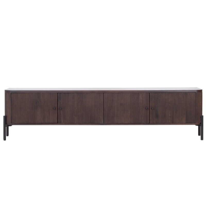 Meuble TV moderne en bois massif 200 cm (suspendu ou à poser) - Sohana
