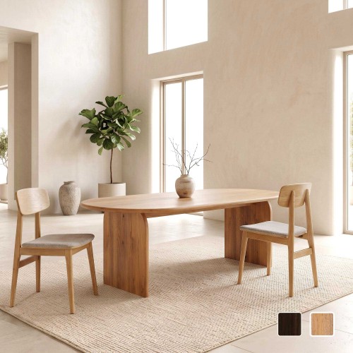 Table à manger ovale et design en bois massif 220 cm - Enoa