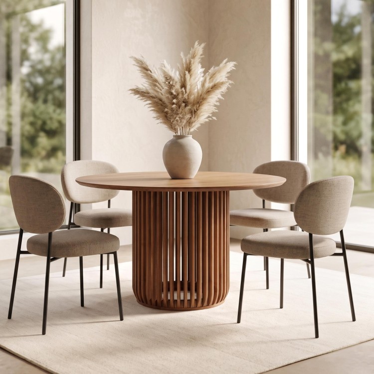 Table à manger ronde en bois massif naturel 120 cm - Kumo