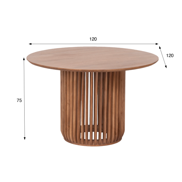 Table à manger ronde en bois massif naturel 120 cm - Kumo