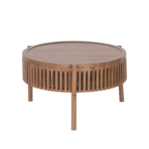 Table basse ronde en bois massif naturel 80 cm - Kumo