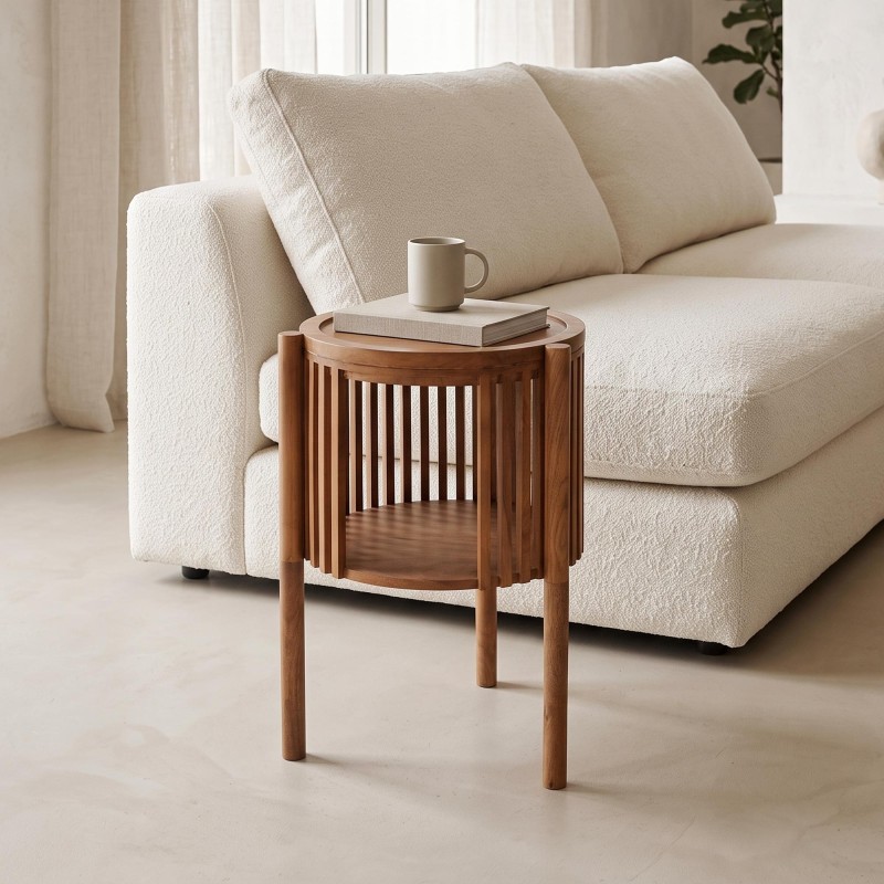 Table d'appoint ronde en bois massif naturel - Kumo