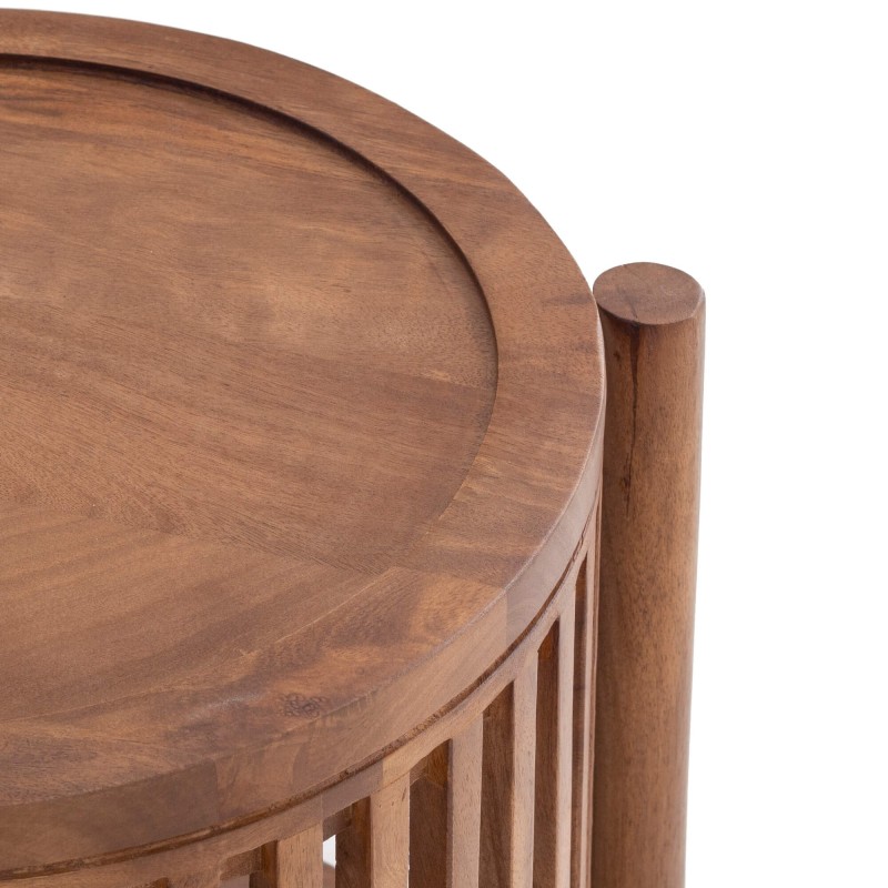 Table d'appoint ronde en bois massif naturel - Kumo